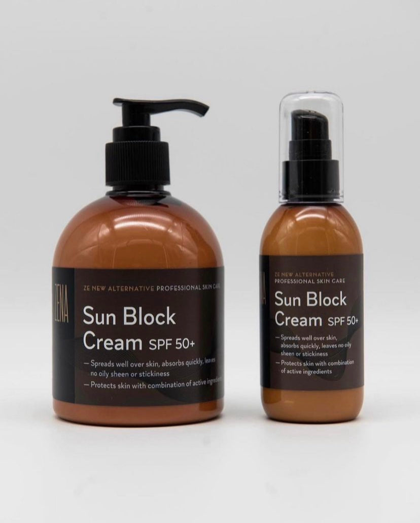 Zena Sun Block Cream SPF 50+ bottles